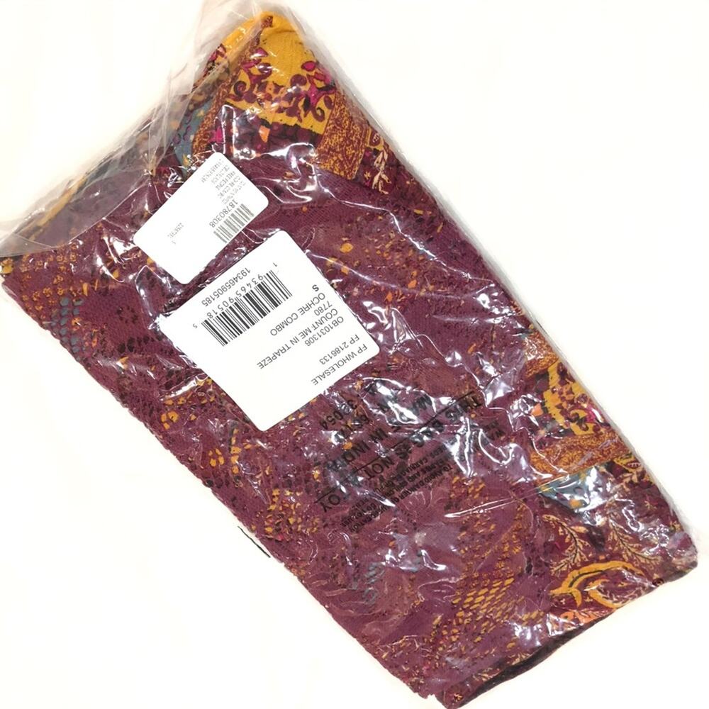 Free people boho mini dress count me in trapeze burgundy lace crochet NEW - Picture 9 of 9